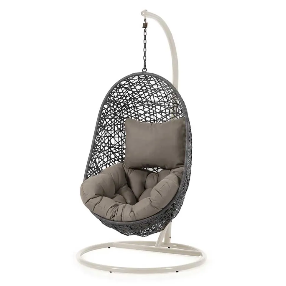 Hängesessel mit Gestell in Grau hell dunkel - Jueves