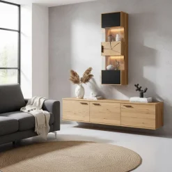 Hängevitrine aus Eiche und Glas - Masicuri