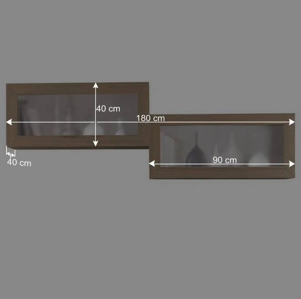 Hängevitrinen in Esche Dunkel - Lacruzira (2er Set)