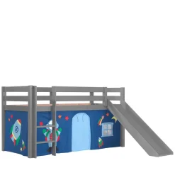 Hochbett mit Rutsche & Vorhang Weltall - Melanie