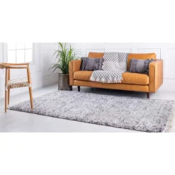 Hochflor Läufer Teppich in Grau und Creme - Cesario