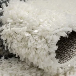 Hochflor Teppich in Creme und Schwarz - You