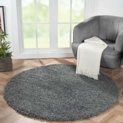 Hochflor Teppich in Dunkelgrau - Eleva