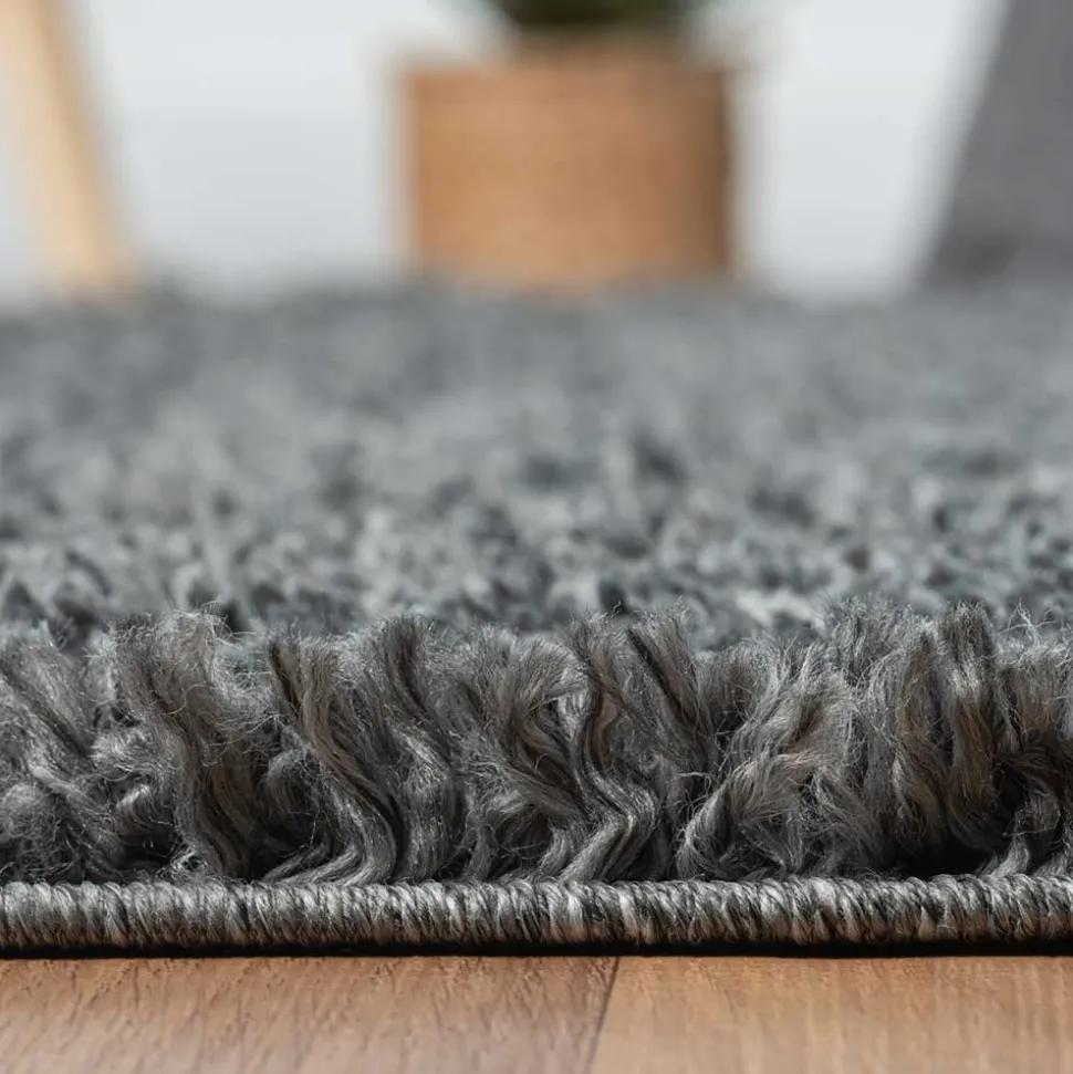 Hochflor Teppich in Dunkelgrau - Eleva