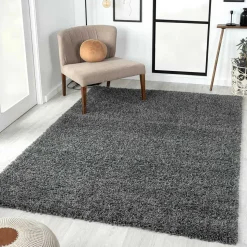 Hochflor Teppich in dunklem Grau - Bescion