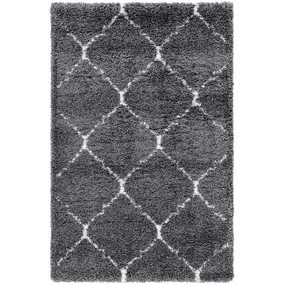 Hochflor Teppich in Grau und Creme - Ilena