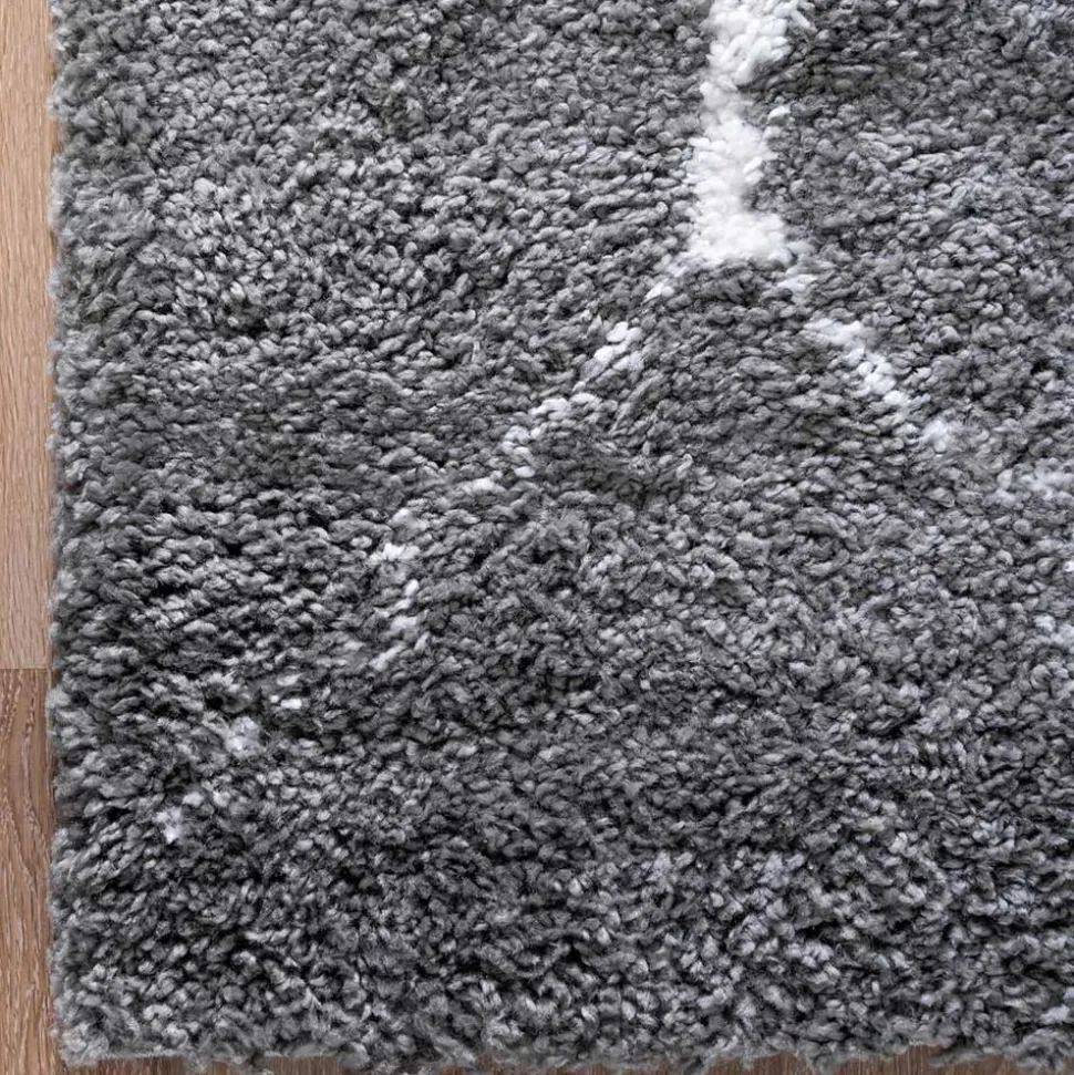 Hochflor Teppich in Grau und Creme - Ilena