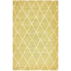 Hochflor Teppich Läufer in Gelb und Creme - Luzifania