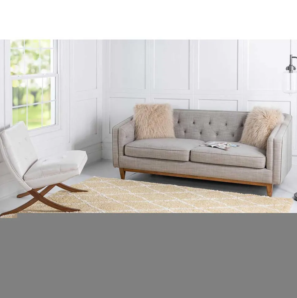 Hochflor Teppich Läufer in Gelb und Creme - Luzifania