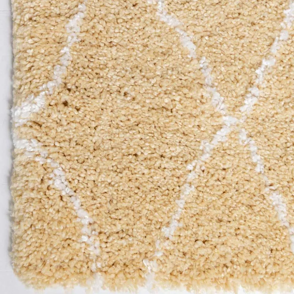 Hochflor Teppich Läufer in Gelb und Creme - Luzifania