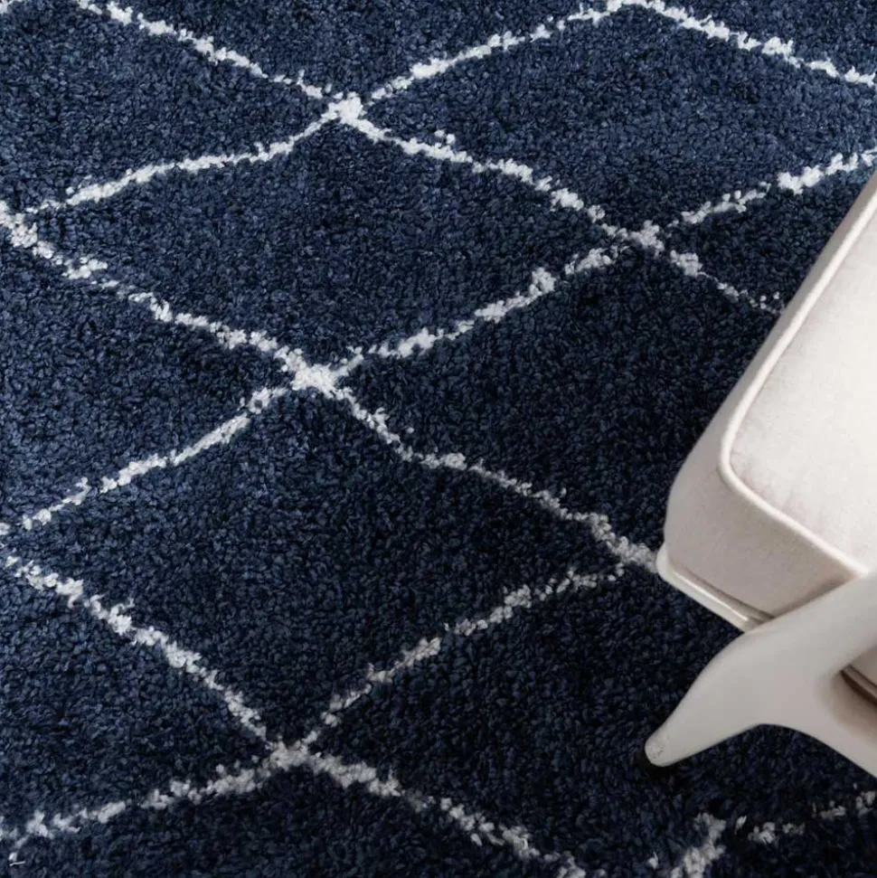 Hochflor Teppich mit Rautenmuster - Pius