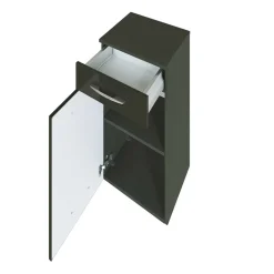 Hochglanz Bad Unterschrank in Dunkelgrau Mladen für Wandmontage