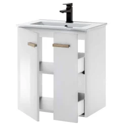 Hochglanz Badeinrichtung in Weiß - Vauflos (dreiteilig)