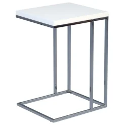 Hochglanz Beistelltisch in Weiß Samanta mit verchromtem Metallgestell