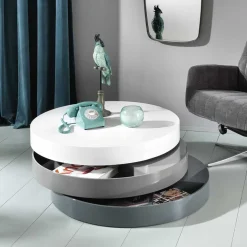 Hochglanz Design Wohnzimmertisch drehbar - Tulima