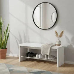 Hochglanz Garderobenbank Ice mit Schuhablage