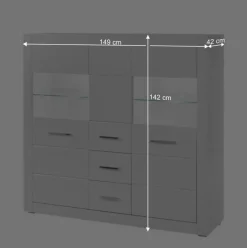 Hochglanz Highboard in Weiß mit Glas Yulis 3-türig