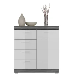 Hochglanz Kombi-Kommode in Weiß & Grau - Nancys