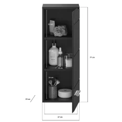 Hochglanz Oberschrank fürs Bad in Schwarz - Culina