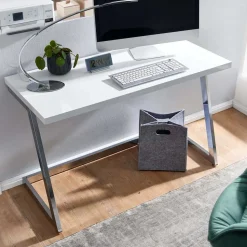 Hochglanz Schreibtisch in Weiß - Toulon