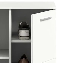 Hochglanz Schuhkommode in Weiß - 2 Fächer & Tür - Rugova