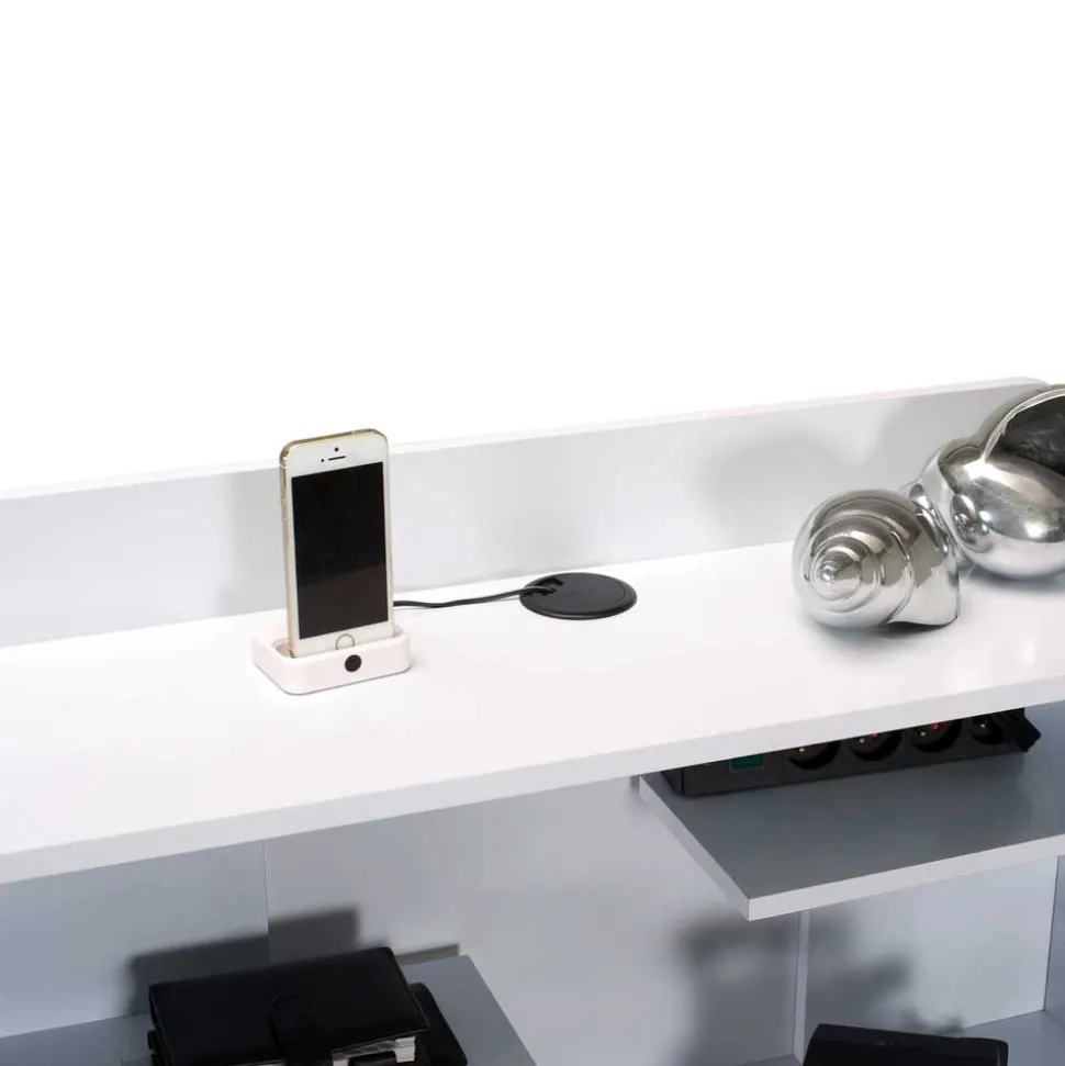 Hochglanz Sekretär Vignola in Weiß