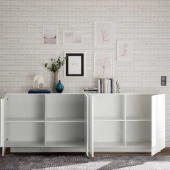 Hochglanz Sideboard mit 4 Türen in Weiß - Kerym