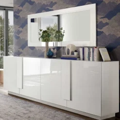 Hochglanz Sideboard mit 4 Türen in Weiß - Kerym