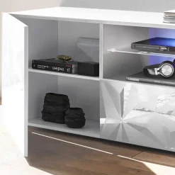 Hochglanz TV Board in Weiß mit Druck - Vovasoma