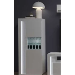 Hochglanz Vitrine mit LED in Weiß - Gomata