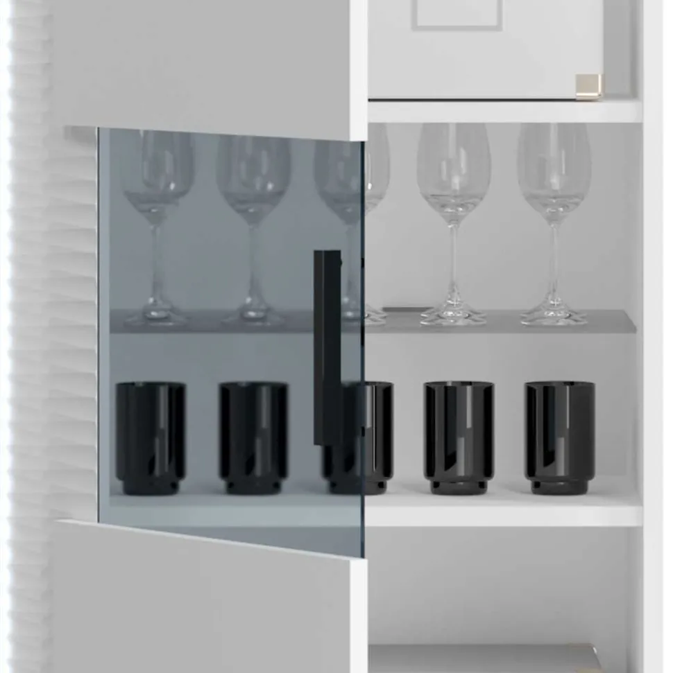 Hochglanz Vitrine mit LED in Weiß - Gomata