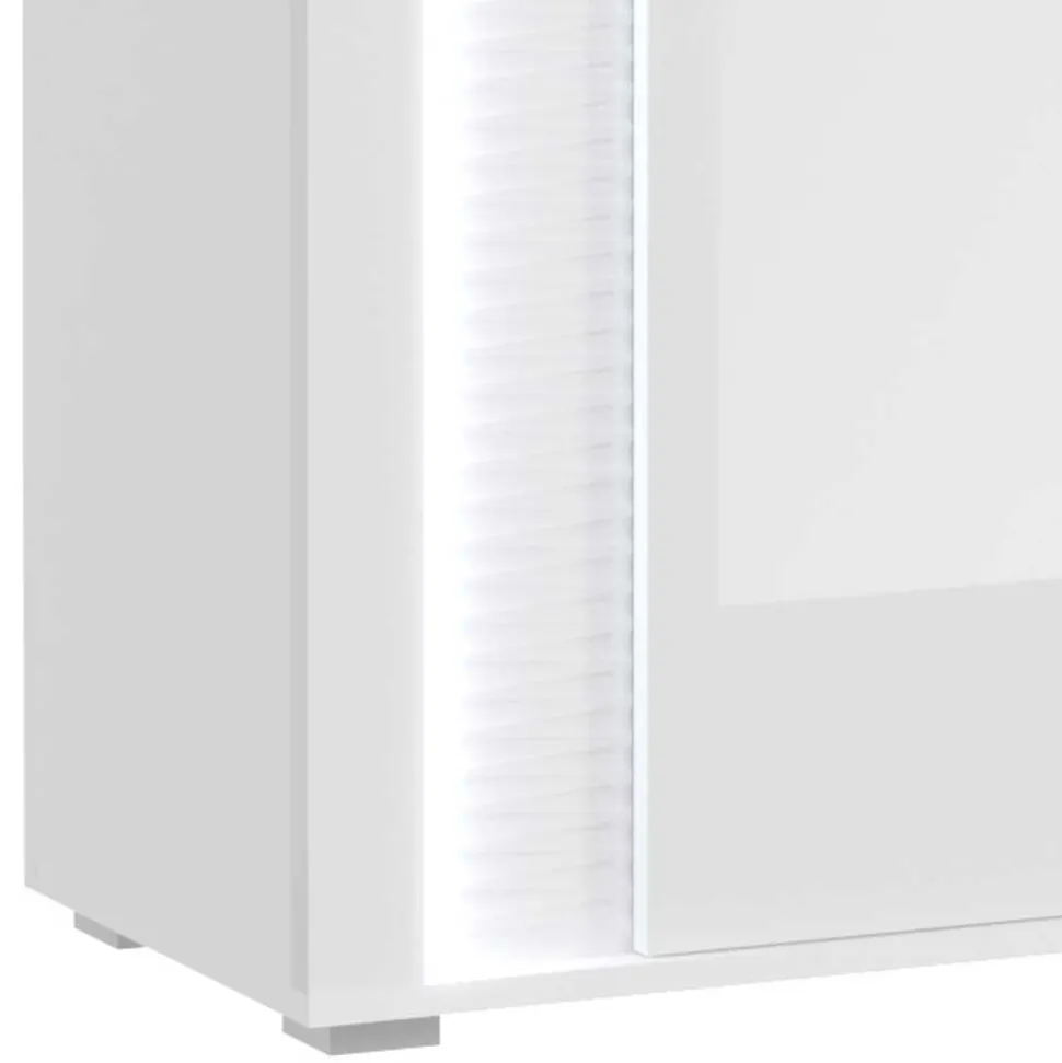 Hochglanz Vitrine mit LED in Weiß - Gomata
