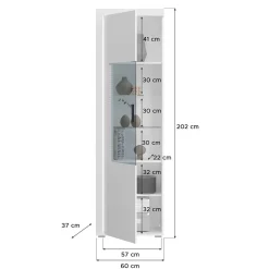 Hochglanz Vitrine mit Licht in Weiß - Gomata