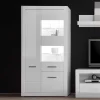 Hochglanz Vitrinenschrank in Weiß & Glas Yulis 3-türig