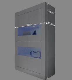 Hochglanz Vitrinenschrank in Weiß - Sogno