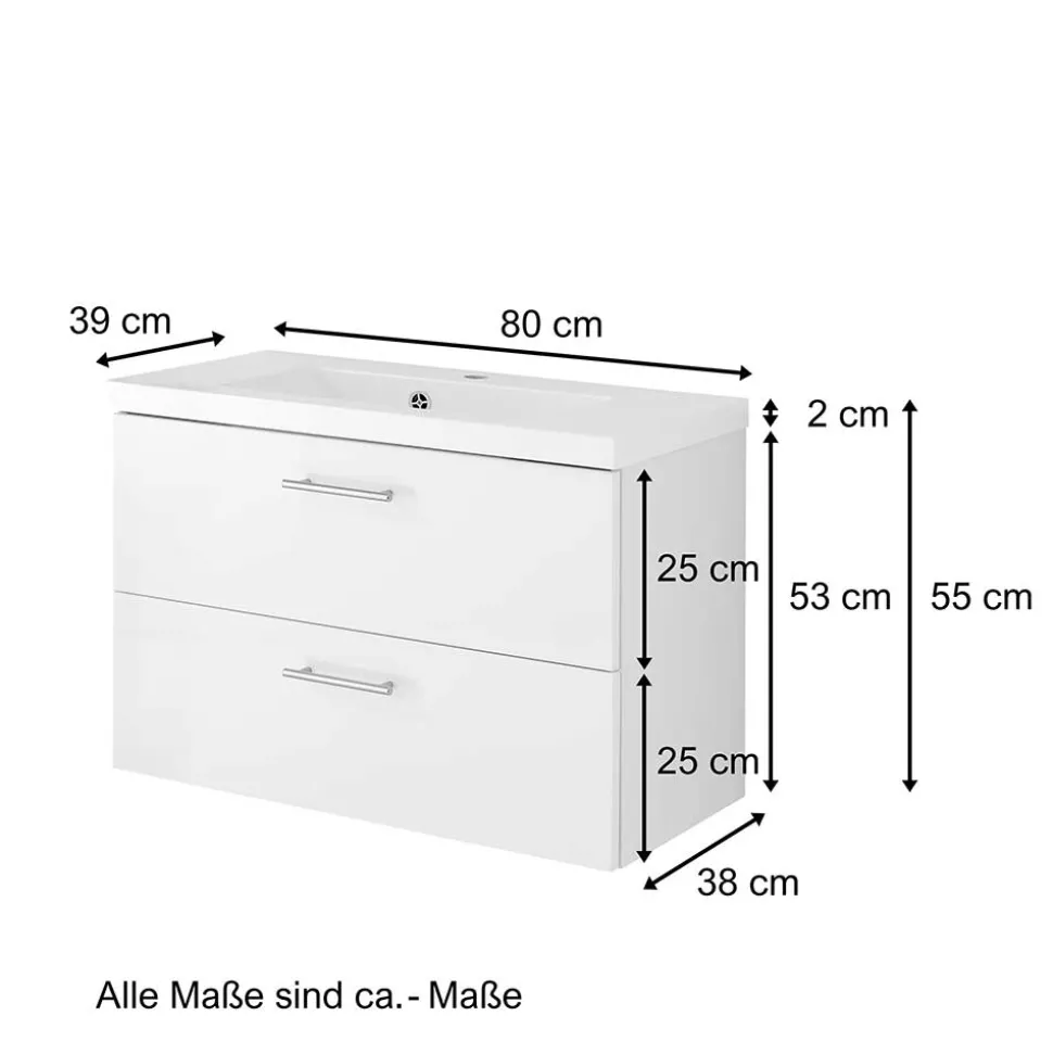 Hochglanz Wand Waschtisch mit Waschbecken - Vohdan