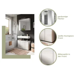 Hochglanz Waschbeckenschrank in Weiß foliert - Vitablos