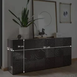 Hochglanz Wohnzimmermöbel in Anthrazit - Ipatal (dreiteilig)