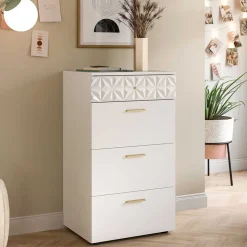 Hochglanzkommode in Weiß mit Gold - Ustabo