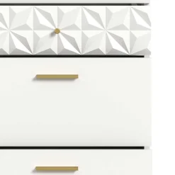 Hochglanzkommode in Weiß mit Gold - Ustabo