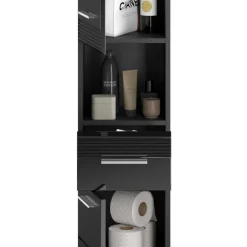 Hochglänzender Bad Hochschrank in Schwarz - Culina