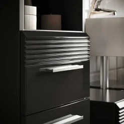 Hochglänzender Bad Hochschrank in Schwarz - Culina