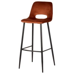 Hochhocker in Rostfarben Braun Samt - Zykla (2er Set)