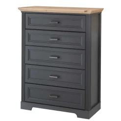 Hochkommode in Dunkelgrau und Eiche - Joe