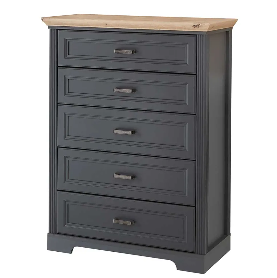 Hochkommode in Dunkelgrau und Eiche - Joe