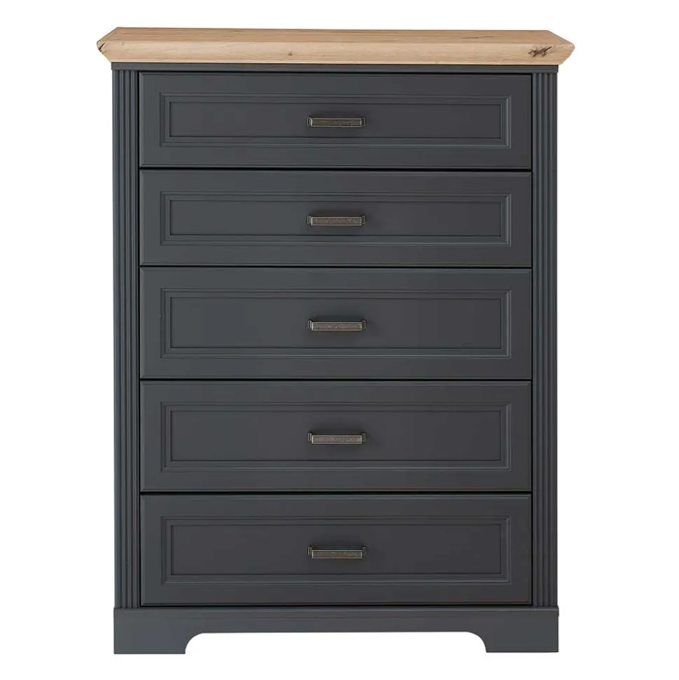 Hochkommode in Dunkelgrau und Eiche - Joe