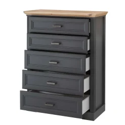 Hochkommode in Dunkelgrau und Eiche - Joe