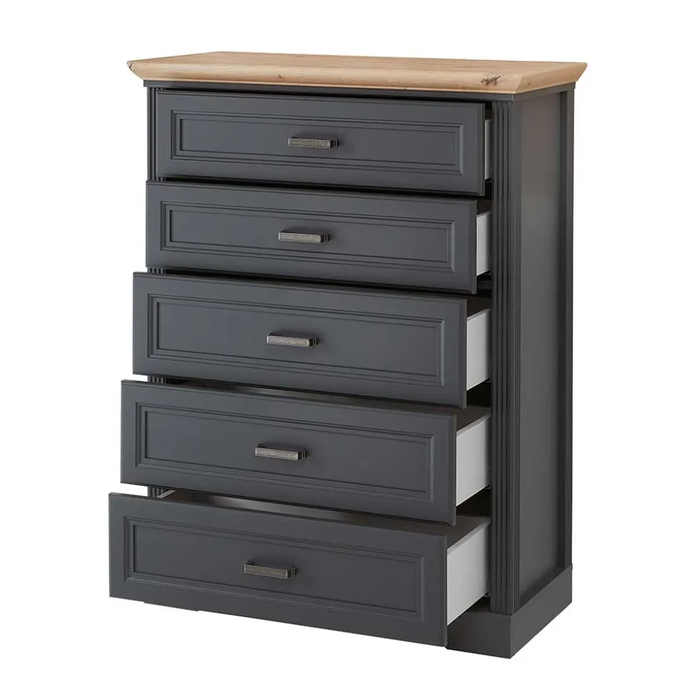 Hochkommode in Dunkelgrau und Eiche - Joe