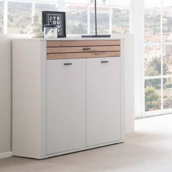 Hochkommode in Lichtgrau und Wildeiche - Ballina