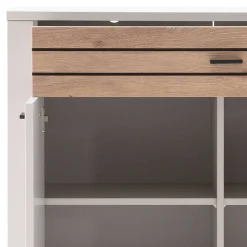 Hochkommode in Lichtgrau und Wildeiche - Ballina